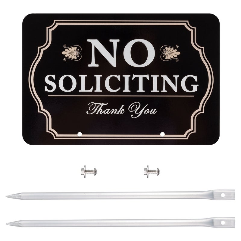 Kichwit No Soliciting Sign for House with Stakes, 12 x 8 Inch/21 Inch High, Aluminum Yard Sign for Home, No Solicitors Sign for Front Door - Image 5
